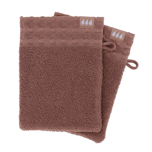 Set de 2 gants de toilette 15x21cm  100% coton - caramel