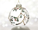 Boule verre interieur transparente argent houx unité