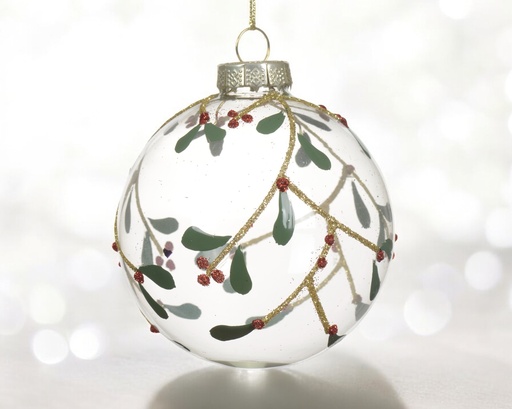 Boule verre interieur transparente argent houx unité