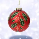 Boule verre interieur argent feuilles