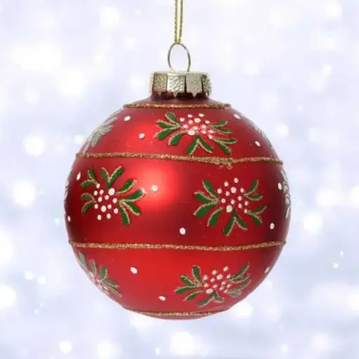 Boule verre interieur argent baie