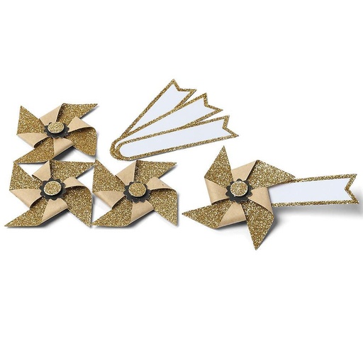 4 moulins marque places kraft paill ettes or 7x5cm