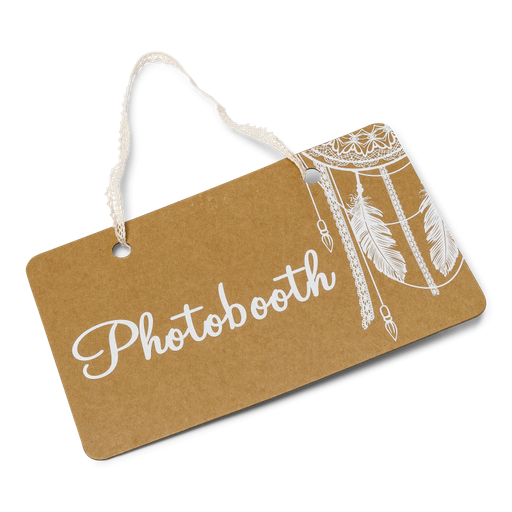 Pancarte boho "photobooth" 25x15.5c m kraft double face