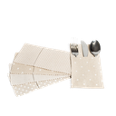 5 porte couverts lin et blanc 5 mot ifs assortis 11x21cm