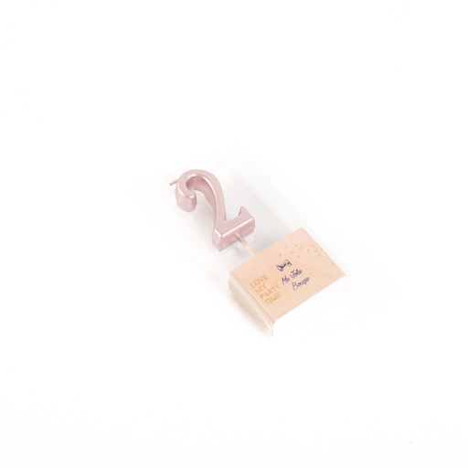Bougie chiffre 2 metal rose gold 4.3cm sur pic