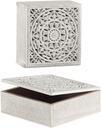Boite grave bois carre blanc