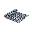 Chemin de table écailles effet lin marine et blanc 28cmx5m