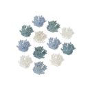 12 coraux bois bleu et blanc 4cm