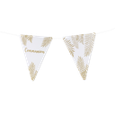 5 fanions fougeres communion blanc paillettes or 15x21cm recto/verso