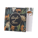 8 invitations jungle fever degrade de vert et dorure 14x14cm r/v