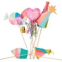 Kit photobooth multicolore, tassels et paillettes or 7 pièces