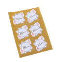 24 stickers merci aquarelle et or 5.5x5.2cm