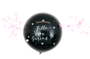 Ballon geant noir fille ou garcon c onfettis roses 60 cm