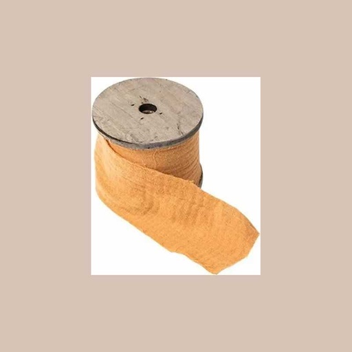 Ruban gaze de coton moutarde 4.5cmx 3m sur bobine bois