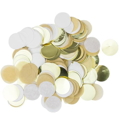 Confettis papier kraft, blanc et or 3cm - 36gr