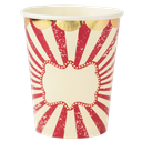 8 gobelets circus vintage carton ivoire rouge et or 255ml