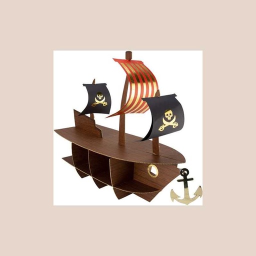 Présentoir bateau pirate carton 46,5x40x20cm