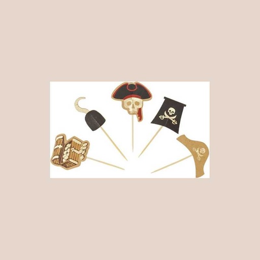 10 pics pirate papier or 9cm 5 modèles assortis recto verso
