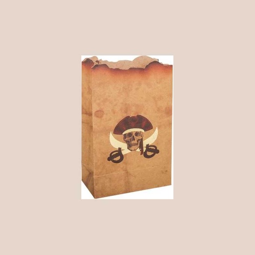 4 sachets pirate papier kraft et or 9,5x15cm