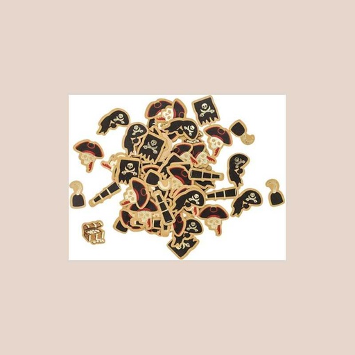 100 confettis pirate papier 6 modèles assortis de 1,5 à 3cm