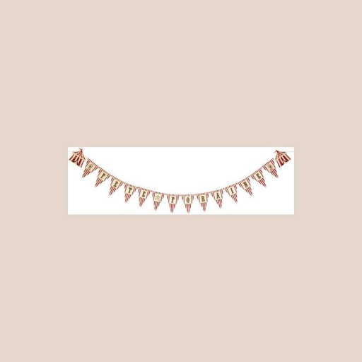 Guirlande fête foraine vintage papier 16 fanions ivoire et rouge 15x21cm - 2,40m