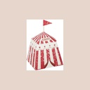 8 contenants circus vintage papier ivoire et rouge 6x6x7cm