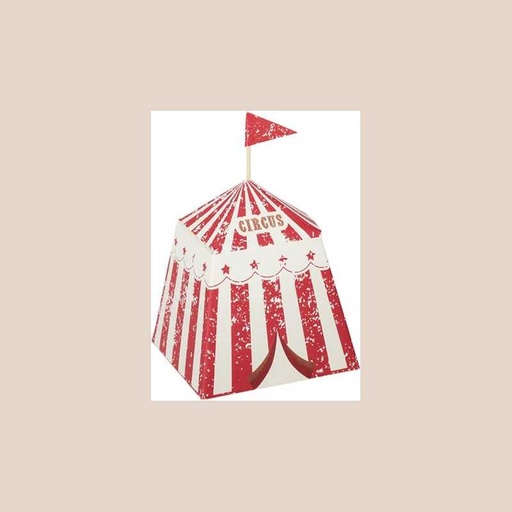 8 contenants circus vintage papier ivoire et rouge 6x6x7cm