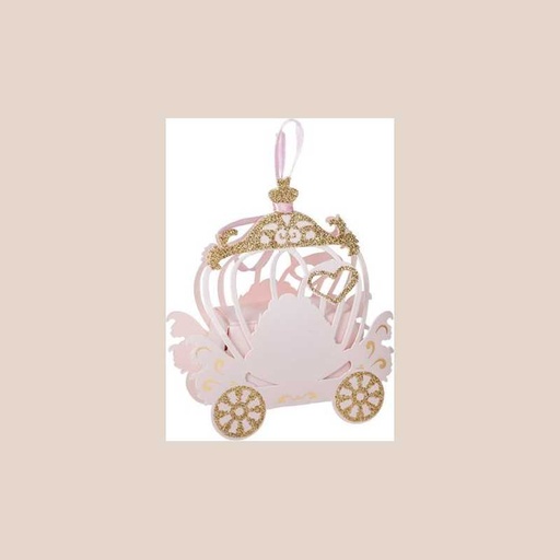 8 contenants carrosse papier rose et paillettes or 8,7x10x4cm