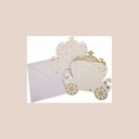8 invitations princesse rose papier paillettes or, dorure or 14x16,5cm+8 enveloppes roses