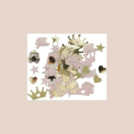100 confettis princesse papier rose, or et paillettes or 2,5 à 4,3cm