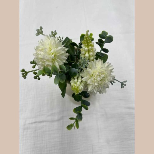 Fleur bouquet polyester blanc