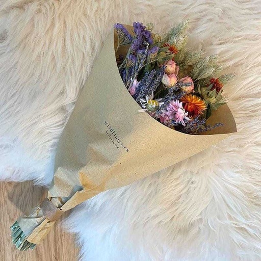 Bouquet fleur sechee mauve clair