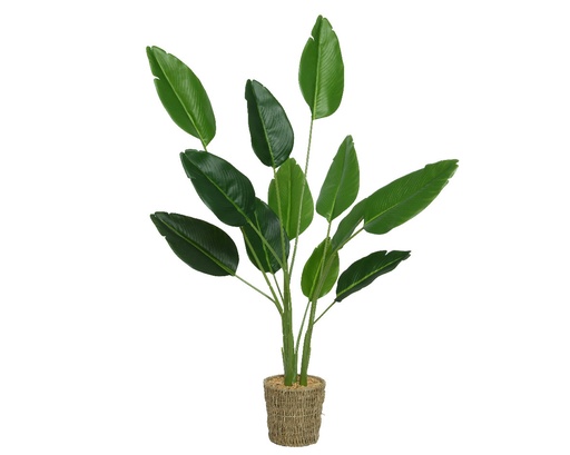 Plante  plastique vert en pot osier 95cm