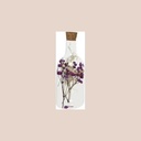 Bouteille verre fleurs séchées fuschia