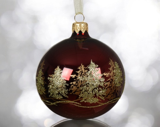 Boules verre brillant pourtour sapin 