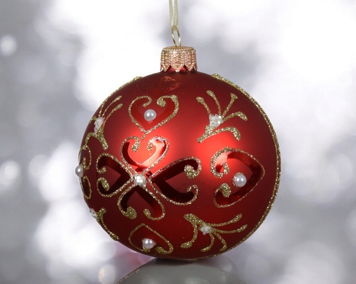 Boules verre mat baroque  rouge