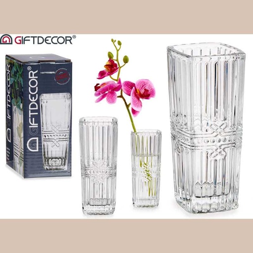 Pot de fleur verre carre transparent rub