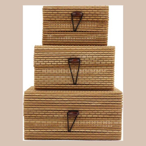 Box bamboo natural set of 2pcs