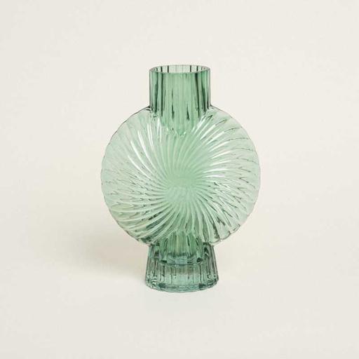Vase verre transparent couleur vaporisee a/bulle dans verre