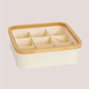 Panier carre pliable polyester 9 compartiments de rangement cerclage bambou - naturel/bambou