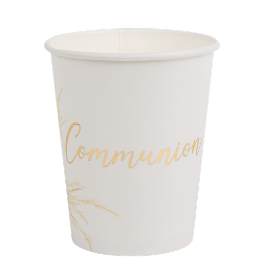 8 gobelets communion pampa blanc et or 250ml