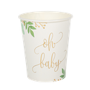 8 gobelets oh baby blanc vert et or  255ml