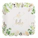 8 assiettes oh baby blanc vert et o r 23.5cm