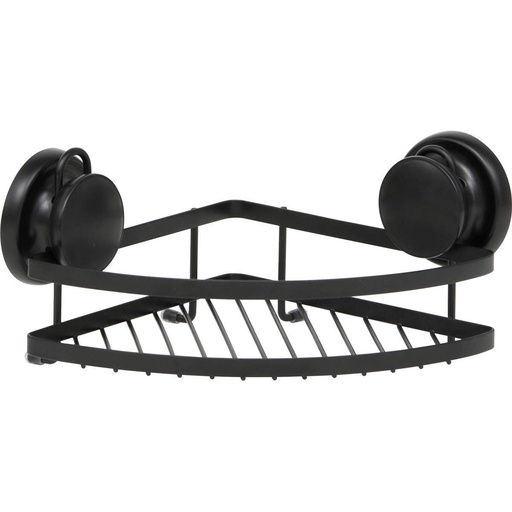 Etagere d'angle metal sur ventouses - noir