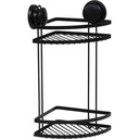 Etagere d'angle fil metal 2 niveaux sur ventouses - noir