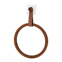 Porte serviettes arrondi bambou + laniere simili cuir sur sticker -  caramel/facon acacia