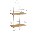 Serviteur fil metal/2 etageres bambou - chrome/bambou