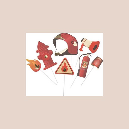 Kit photobooth pompier papier kraft rouge et or 7pcs