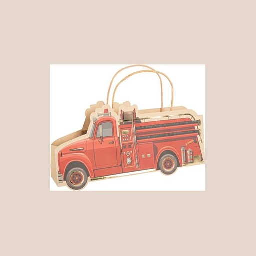 4 sacs cadeaux pompier papier kraft rouge et or 30,5x15x5cm