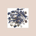 100 confettis police papier marine et or de 2 à 4,5cm